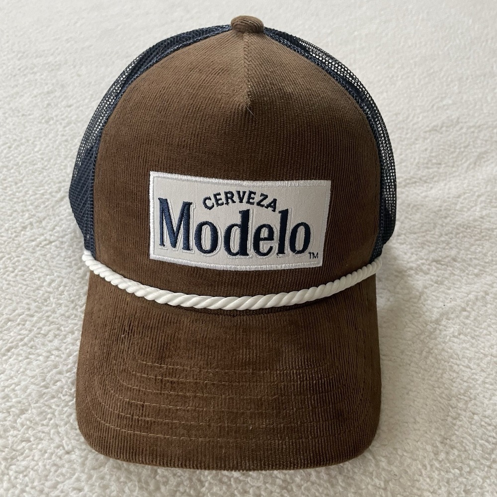 Modelo Cerveza Corduroy Patch Rope Snapback Trucker Hat Mesh Adjustable Cap Beer